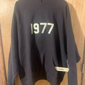 Fear of God Essentials Navy Sweater with White Print